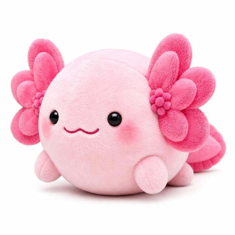 Axolotl plyschleksak i geometrisk stil